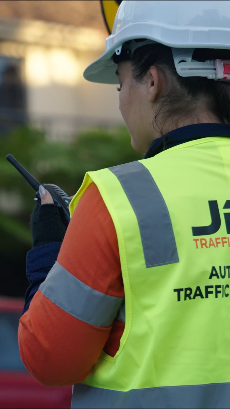 JBK traffic controller on site with a radio